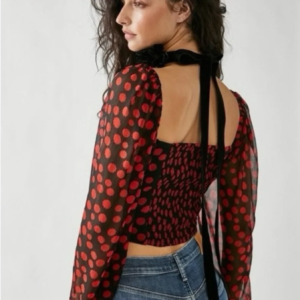 Free People Parker Top in Red & Black
